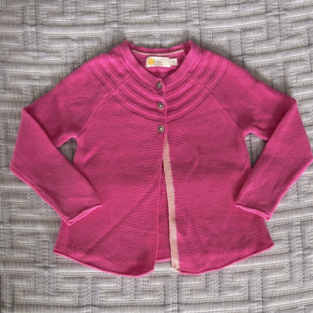 Mini Boden Knit Cardigan Sweater in Pink, Girls 6/7Y (122 cm)